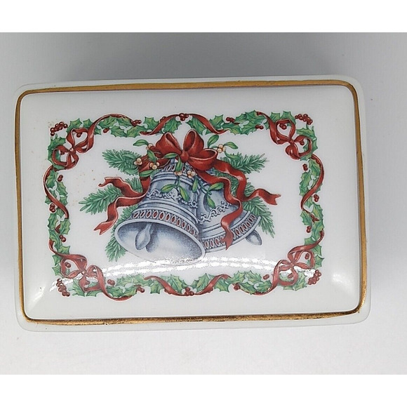 Heritage House Porcelain Music Box 1985 β Silver Bells β Japan β Trinket Box - Picture 2 of 6